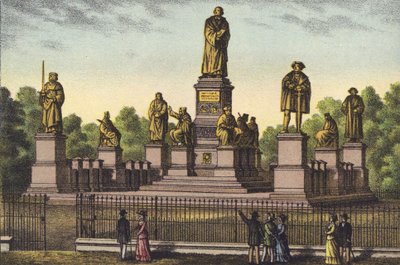 Lutherův pomník ve Wormsu (chromolitho) od German School