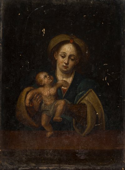 Madonna s dítětem (olej na dubovém panelu) od German School