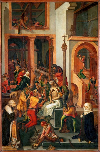 Posmívání se Kristu (tempera na dřevě) od German School