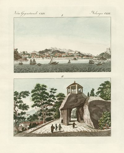 Portugalská kolonie Macao v Číně (barevná rytina) od German School