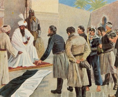 Pruská vlajka před marockým sultánem od German School