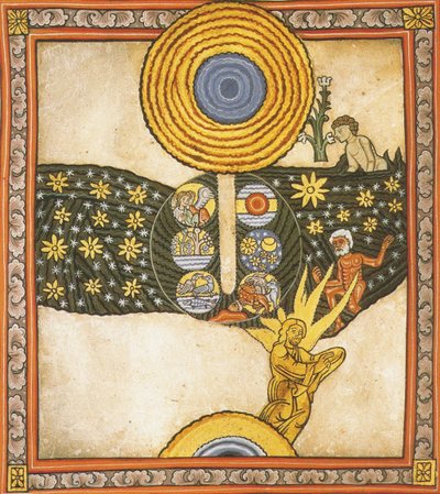 Vykupitel. Miniatura z Liber Scivias od Hildegardy z Bingenu, kolem 1175 (akvarel na pergamenu) od German School