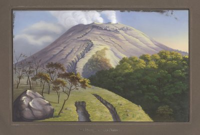 Jižní strana vrcholu Merapi při pohledu z výšky 5231 stop, září 1836, pl.VII, z Topographischer und Naturwissenschaftlicher Atlas zur Reise durch Java, od Dr. Paní Junghuhnová, Magdebur od German School
