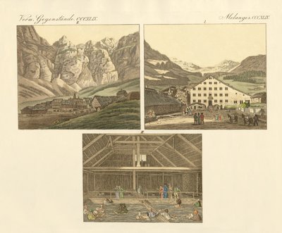 Lázně Leuker v kantonu Wallis (barevná rytina) od German School