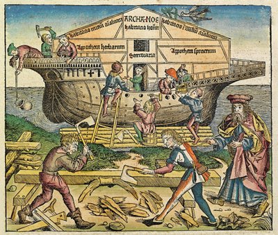 Stavba Noemovy archy, publikovaná v Norimberské kronice, 1493 od German School
