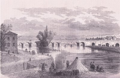 Obrana Paříže-zničení mostu Jonville-sur-Marne, Cassells Historie války mezi Francií a Německem vydaná Cassell and Company Limited, kolem roku 1890 (litho) od German School
