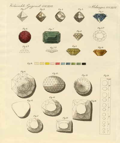 Diamant (barevná rytina) od German School