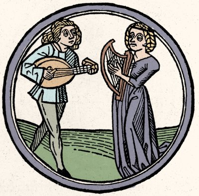 Čtyři temperamenty: flegmatik (pomalý a apatický). Xylografie, Augsburg 1480 od German School