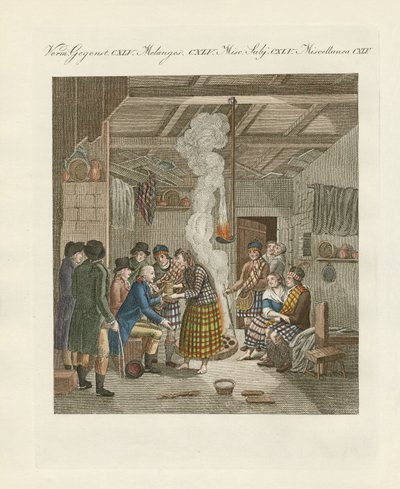 Highlander neboli obyvatelé severní části Skotska (barevná rytina) od German School
