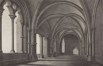 Lobby v klášteře Maulbronn, Bádensko-Württembersko, Německo (rytina) od German School