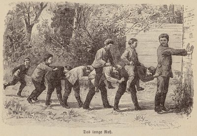 Hra na dlouhého koně (rytina) od German School