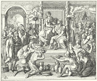 Sňatek Ataulfa, krále Vizigótů, a Gally Placidie, dcery římského císaře Theodosia I., 414 (rytina) od German School