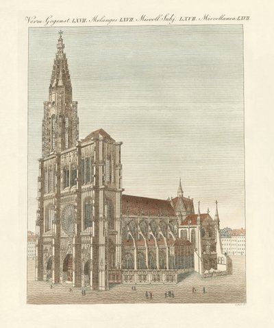 Minster ve Štrasburku (barevná rytina) od German School