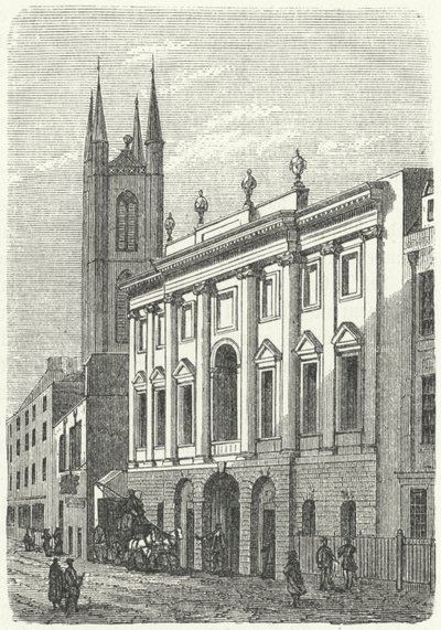 Původní domov Bank of England, Walbrook, Londýn (rytina) od German School