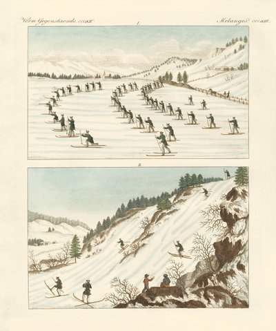 Regiment bruslařů v Norsku (barevná rytina) od German School