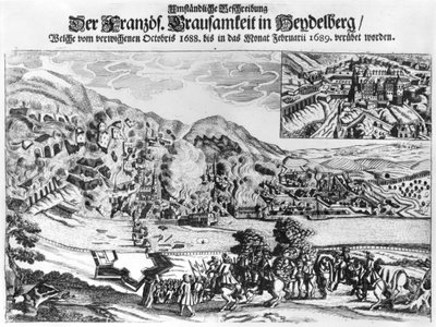 Dobytí a zničení Heidelbergu Francouzi v únoru 1689 od German School