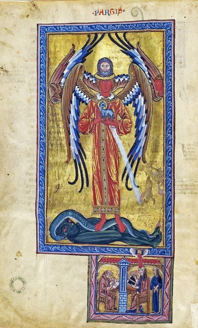 Theophany of Divine Love (Vision from Book of Divine Works), c.1220-30 (kvaš na pergamenu) od German School
