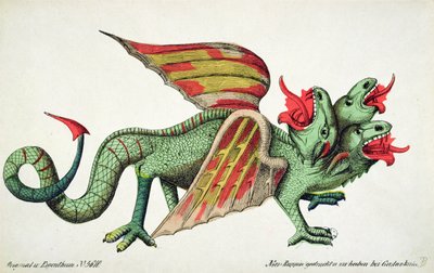 Tříhlavý drak plivající oheň od German School