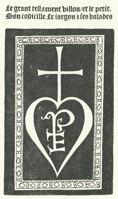 Titulní strana prvního vydání básní francouzského básníka Francoise Villona, tisk Pierre Levet v Paříži v roce 1483 (rytina) od German School