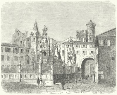 Hrobky Scaligeri, středověkých vládců Verony (rytina) od German School