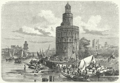 Torre del Oro, Sevilla, Španělsko (rytina) od German School