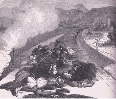 Transport of Prussian Ambulance Corps, Cassells Historie války mezi Francií a Německem vydaná Cassell and Company Limited, kolem roku 1890 (litho) od German School
