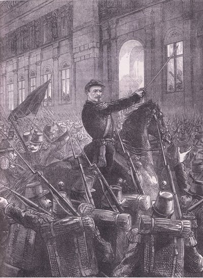 Trochu shromáždění Národní gardy před Hotel de Ville, Cassells History of the War between France and Germany vydané Cassell and Company Limited, c.1890 (litho) od German School