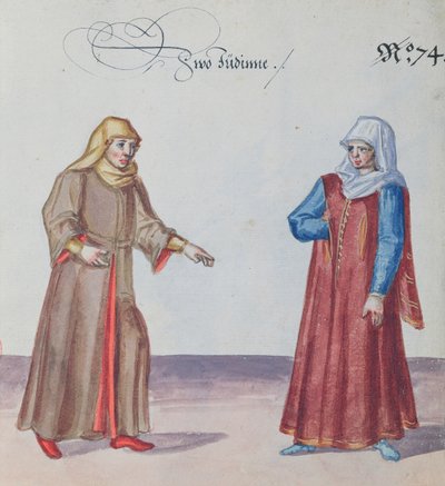 Dvě židovské ženy, cca 1600 (wc na papíře) od German School