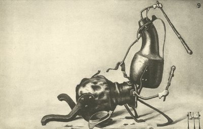 Dva džbány bojující v souboji (litho) od German School