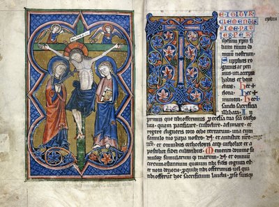 Dvě stránky z misale ze třináctého století v latině, z oblasti Středního Porýní, cca 1250-1300 od German School