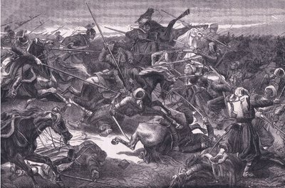 Uhlan attack, Cassells History of the War between France and Germany vydané Cassell and Company Limited, kolem roku 1890 (litho) od German School