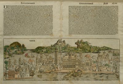 Pohled na Benátky, ilustrace z Liber Chronicarum od Hartmanna Schedela (1440-1514) vydaného v Norimberku, 1493 od German School