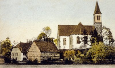 Pohled na kostel Bischwiller, Německo od German School