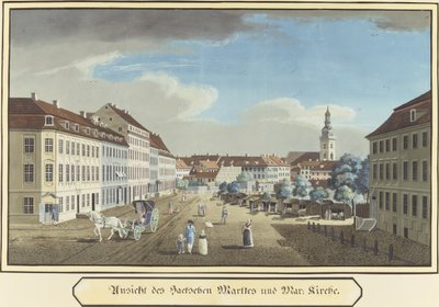Pohled na Hackescher Markt a kostel Panny Marie, Berlín (wc na papíře) od German School