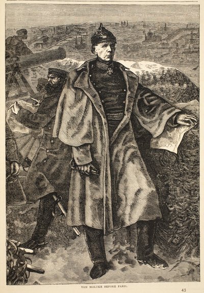 Von Moltke před Paříží, listopad 1870, ilustrace z Cassells Historie války mezi Francií a Německem, 1870-1871 od German School