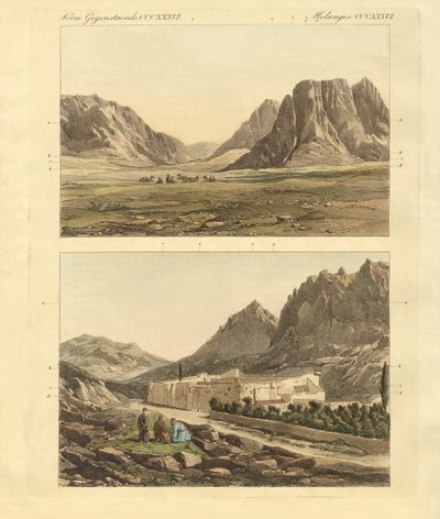 Cesta na horu Sinaj (barevná rytina) od German School