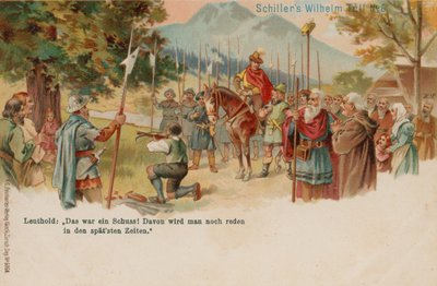 William Tell střílí jablko z hlavy svého syna od German School