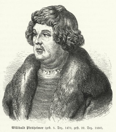 Willibald Pirckheimer, německý renesanční právník, autor a humanista a přítel Albrechta Durera (rytina) od German School