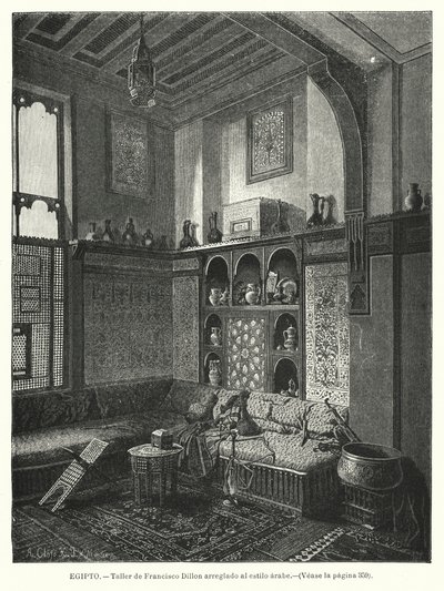 Dílna Francise Dillona, vyzdobená v arabském stylu (litho) od German School