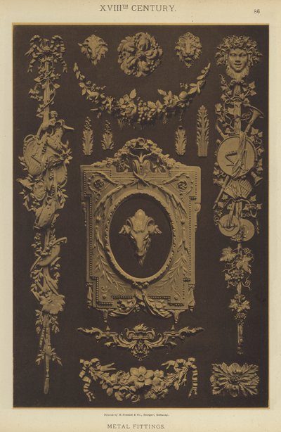 XVIII. století, Kovové kování (barva lito) od German School