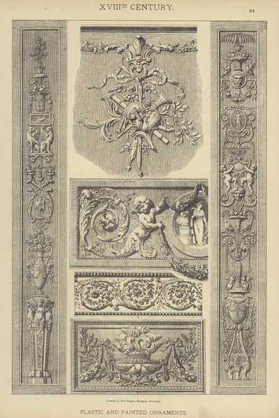 XVIII. století, plastické a malované ozdoby (barevné lito) od German School