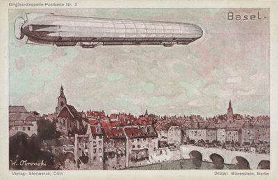 Zeppelin letící nad Basilejí od German School