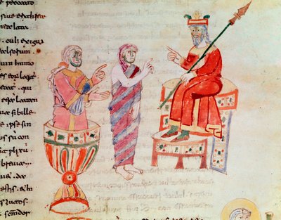 Zoroaster nebo Zarathustra konzultující věštce (Miniatura, 9. století) od German School