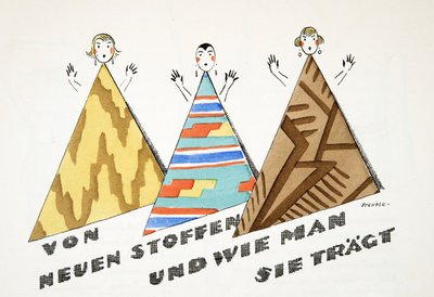 "von neuen stoffen und wie man sie trägt" z knihy Styl, pub.1922 (pochoárový tisk) od German School