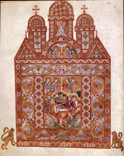Nativní miniatura kodexu Egberta (Codex Egberti) ze školy v Reichenau. cca 980 Cividale del Friuli, Museo Archeologico nebo Cathedrale de Cividale od German School