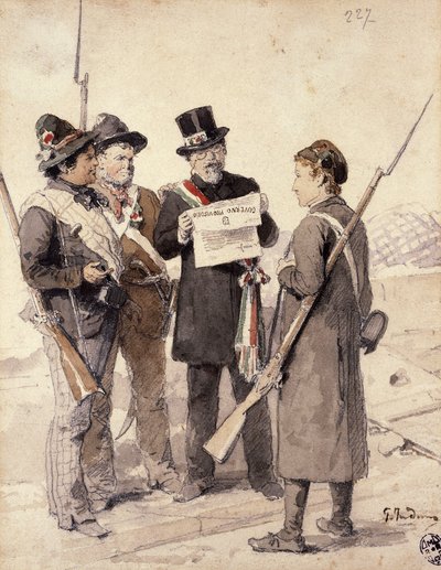 Pět dní v Miláně, Gerolamo Induno (1827-1890), akvarel od Gerolamo Induno