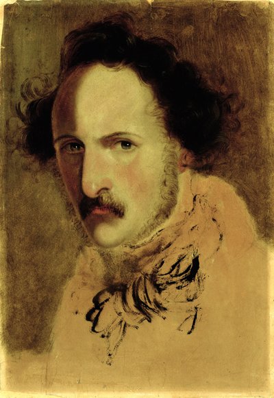 Portrét Gaetana Donizettiho (1797-1848) (olej na papíře na plátně) od Gerolamo Induno
