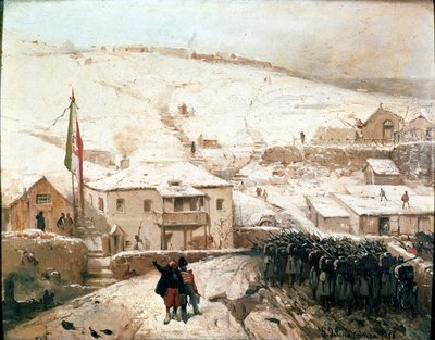 Velitelství Piemonťanů na Krymu od Gerolamo Induno