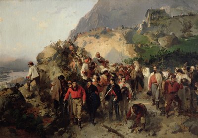 Zraněný Garibaldi (1807-82) v horách Aspromonte (olej na plátně) od Gerolamo Induno