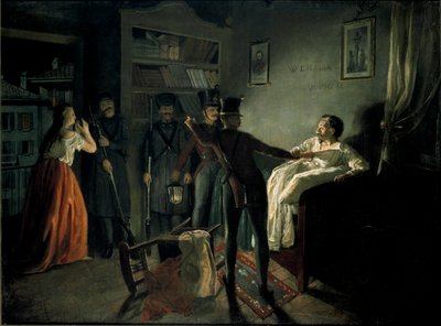 Zatčení vlastence Pietra Fortunata Calviho od Gerolamo Induno